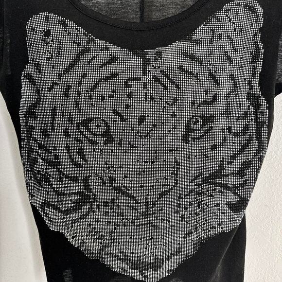 Y2K Rhinestone Tiger Shirt Black Indie Sleaze - Picture 5 of 6